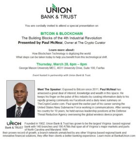 Workshop – Free Networking Event with Union Bank & Trust (BITCOIN & BLOCKCHAIN)